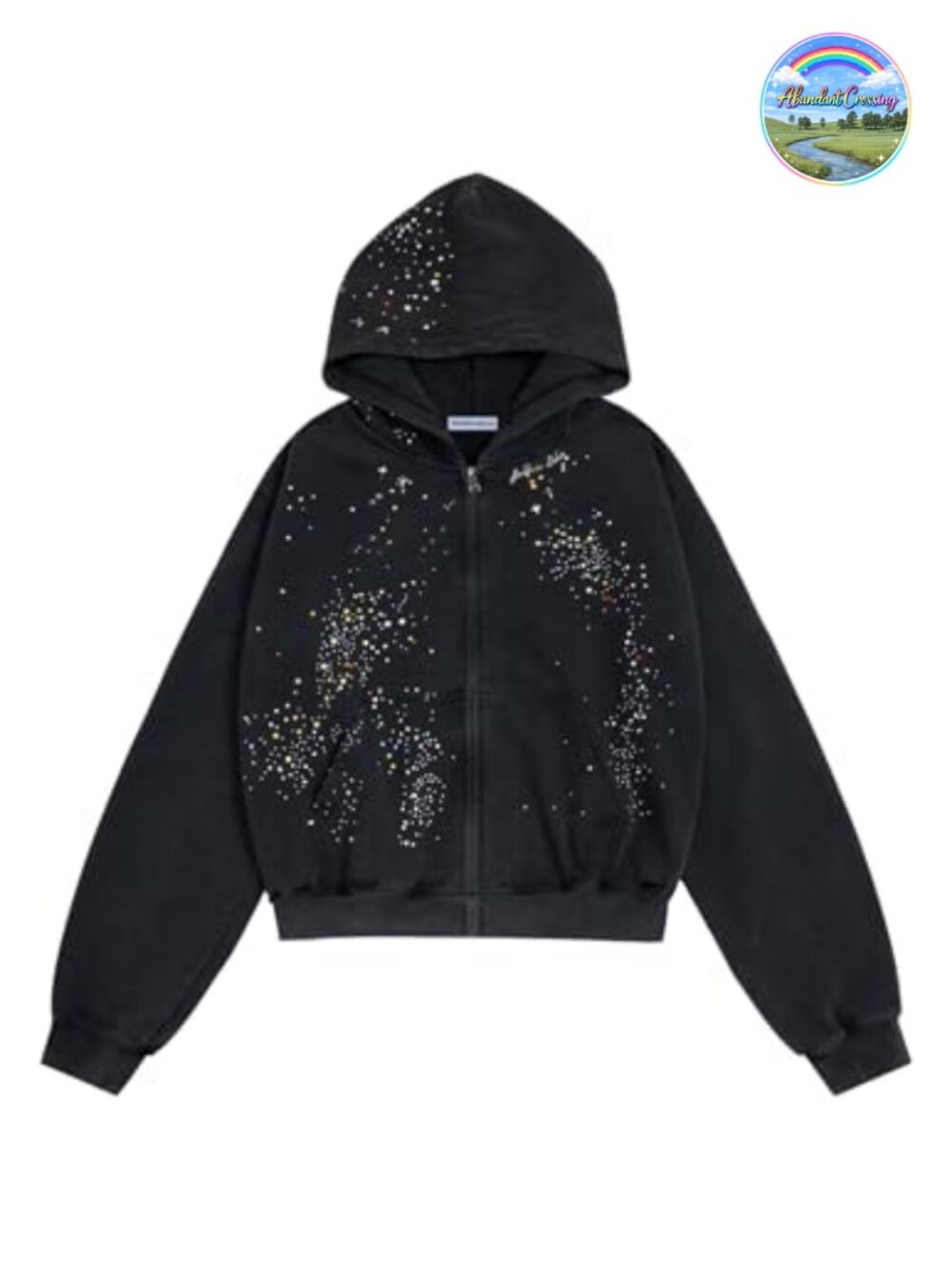 Unisex Rhinestone Zip Up Hoodie Crystal Y2K Streetwear